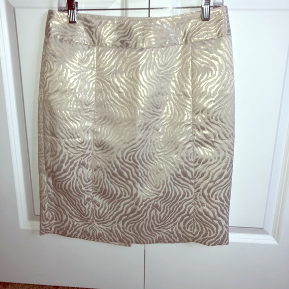 The Loft cream & silvery gold zebra print skirt - Picture 1 of 6